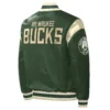 Milwaukee Bucks Starter Hunter Force Play Green Satin Varsity Jacket - Image 2