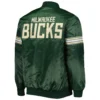 Milwaukee Bucks Starter Hunter Pick & Roll Green Satin Varsity Jacket - Image 2