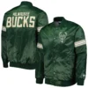 Milwaukee Bucks Starter Hunter Pick & Roll Green Satin Varsity Jacket - Image 4