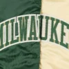 Milwaukee Bucks Starter Hunter Split Green/Cream Fast Break Satin Varsity Jacket - Image 3