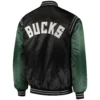 Milwaukee Bucks Starter The Enforcer Black & Hunter Green Varsity Satin Jacket - Image 2