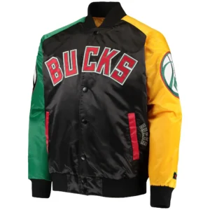 Milwaukee Bucks Starter X Ty Mopkins Color Block Satin Varsity Jacket