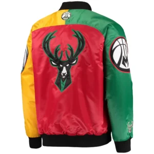 Alternative view of Milwaukee Bucks Starter X Ty Mopkins Color Block Satin Varsity Jacket