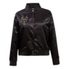 Milwaukee Bucks Triple Black Women's Pro Standard Black Glam Satin Varsity Jacket