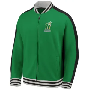 Minnesota North Stars Bomber Green Full-Zip Polyester Varsity Jacket
