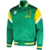 Minnesota North Stars Cooperstown Heavyweight Green Satin Varsity Jacket