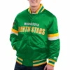 Minnesota North Stars Home Game Green Satin Varsity Jacket