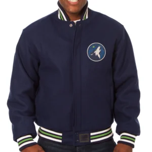 Minnesota Timberwolves Navy Blue Full Wool One Color Varsity Jacket