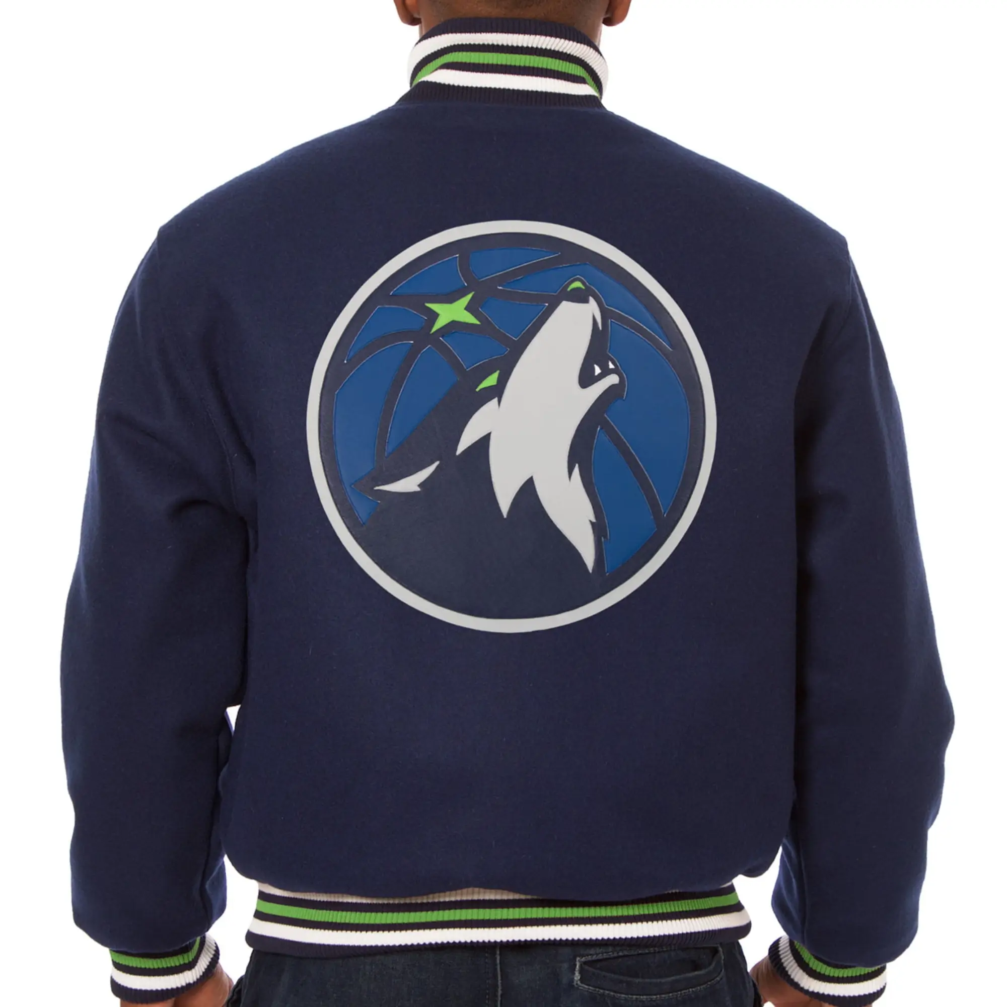 Minnesota Timberwolves Navy Blue Full Wool One Color Varsity Jacket - Image 2