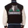 Minnesota Timberwolves Two Tone Wool & Leather Jacket Black & White - Image 2