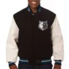 Minnesota Timberwolves Two Tone Wool & Leather Jacket Black & White