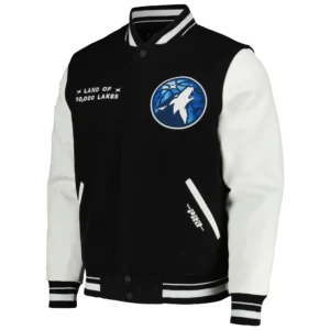 Pro Standard Black Script Tail Minnesota Timberwolves Varsity Jacket