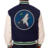 Minnesota Timberwolves Two Tone Wool & Leather Varsity Jacket Navy & White - Image 2