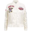 Minnesota Twins Classic Pro Standard Women's Pinstripe Full-Snap Satin Varsity Cream Jacket