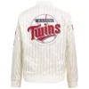 Alternative view of Minnesota Twins Classic Pro Standard Women's Pinstripe Full-Snap Satin Varsity Cream Jacket