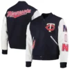 Minnesota Twins Classic Pro Standard Ribbed Knitted Wool & Leather Varsity Jacket - Image 3
