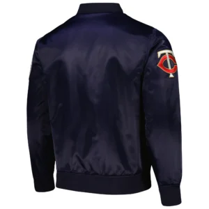Alternative view of Minnesota Twins Pro Standard Pearls Wordmark Full-Snap Satin Varsity Navy Jacket