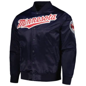 Minnesota Twins Pro Standard Pearls Wordmark Full-Snap Satin Varsity Navy Jacket