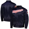 Minnesota Twins Pro Standard Pearls Wordmark Full-Snap Satin Varsity Navy Jacket - Image 3