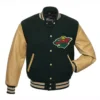 Minnesota Wild Letterman Logo Wool & Leather Varsity Jacket