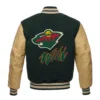 Alternative view of Minnesota Wild Letterman Logo Wool & Leather Varsity Jacket