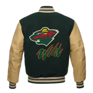 Alternative view of Minnesota Wild Letterman Logo Wool & Leather Varsity Jacket