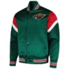 Minnesota Wild Full-Snap Cooperstown Heavyweight Green Satin Varsity Jacket