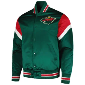Minnesota Wild Full-Snap Cooperstown Heavyweight Green Satin Varsity Jacket