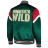 Minnesota Wild Full-Snap Cooperstown Heavyweight Green Satin Varsity Jacket - Image 2