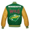 Minnesota Wild Letterman Green/Yellow Wool & Leather Varsity Jacket - Image 2