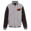 Minnesota Wild Reversible Gray & Black Full Wool Two Tone Varsity Jacket
