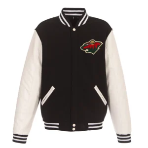 Minnesota Wild Two Tone Wool & Leather Varsity Jacket