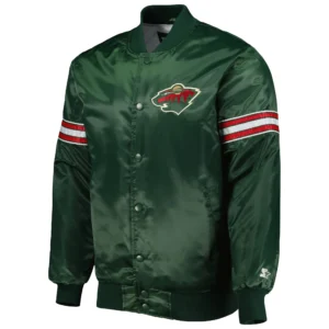 Minnesota Wild The Power Forward Green Satin Varsity Jacket