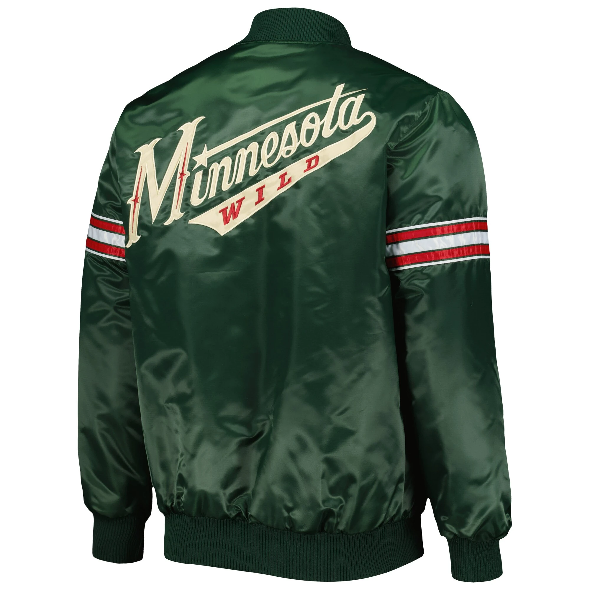 Minnesota Wild The Power Forward Green Satin Varsity Jacket - Image 2