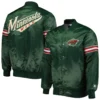 Minnesota Wild The Power Forward Green Satin Varsity Jacket - Image 4