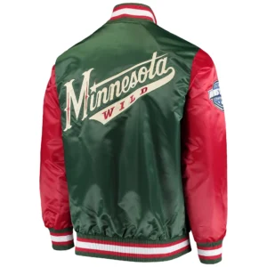 Alternative view of Minnesota Wild Starter The Rookie Green/Red Satin Varsity Jacket