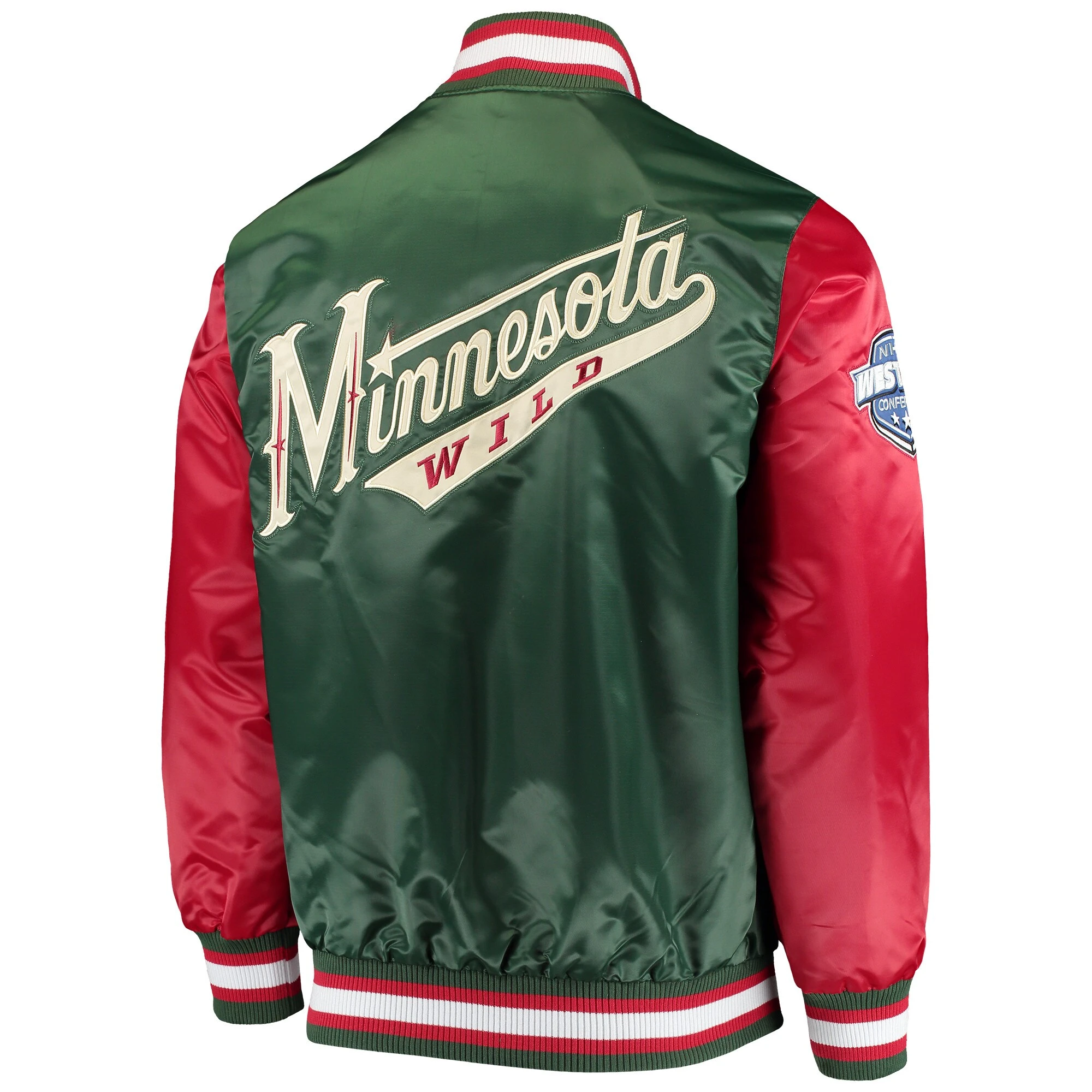 Minnesota Wild Starter The Rookie Green/Red Satin Varsity Jacket - Image 2