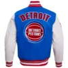NBA Detroit Pistons Classic Men's Varsity Jacket Royal Blue & White - Image 2
