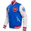 NBA Detroit Pistons Classic Men's Varsity Jacket Royal Blue & White - Image 4