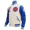 NBA Detroit Pistons Retro Classic Men's Rib Wool Varsity Jacket - Image 3