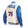 NBA Philadelphia 76ers Retro Classic Men's Rib Wool Varsity Jacket - Image 3