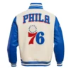 NBA Philadelphia 76ers Retro Classic Men's Rib Wool Varsity Jacket - Image 2