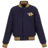 Nashville Predators Domestic Navy Full Wool One Color Varsity Jacket
