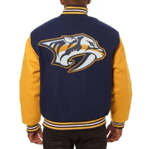 Alternative view of Nashville Predators Handmade Full Wool Two Tone Varsity Jacket