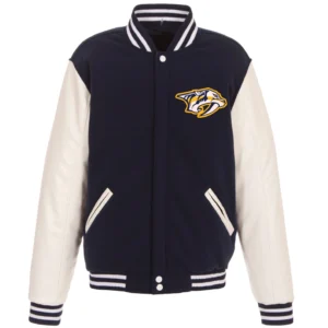 Nashville Predators Wool & Leather Reversible Varsity Jacket
