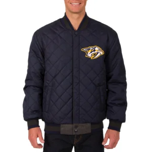 Alternative view of Nashville Predators Wool & Leather Reversible Varsity Jacket Embroidered Logo