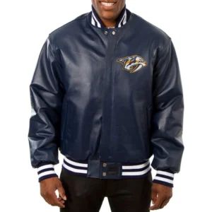 Nashville Predators Full Leather Black Varsity Jacket