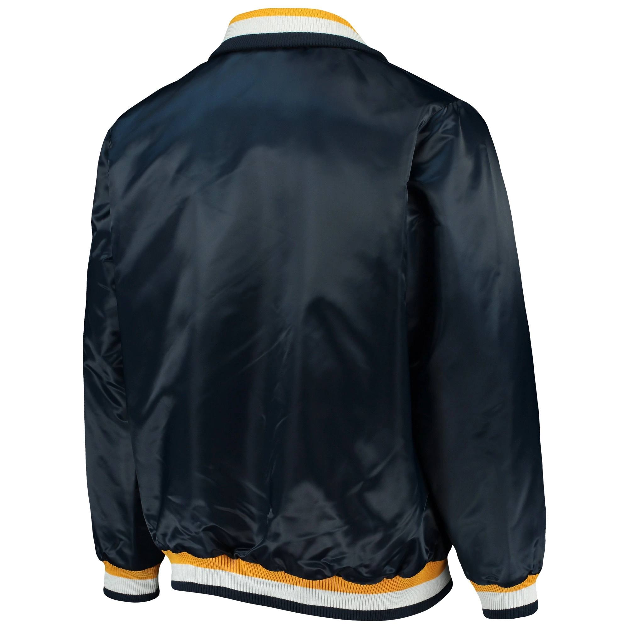 Nashville Predators Starter The Captain II Full-Zip Satin Varsity Navy Jacket - Image 2