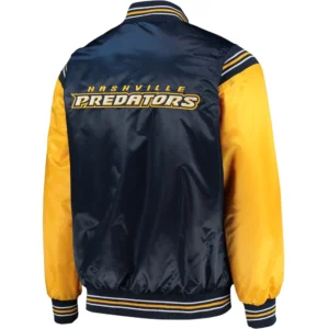 Alternative view of Nashville Predators Starter The Enforcer Full-Snap Satin Varsity Jacket