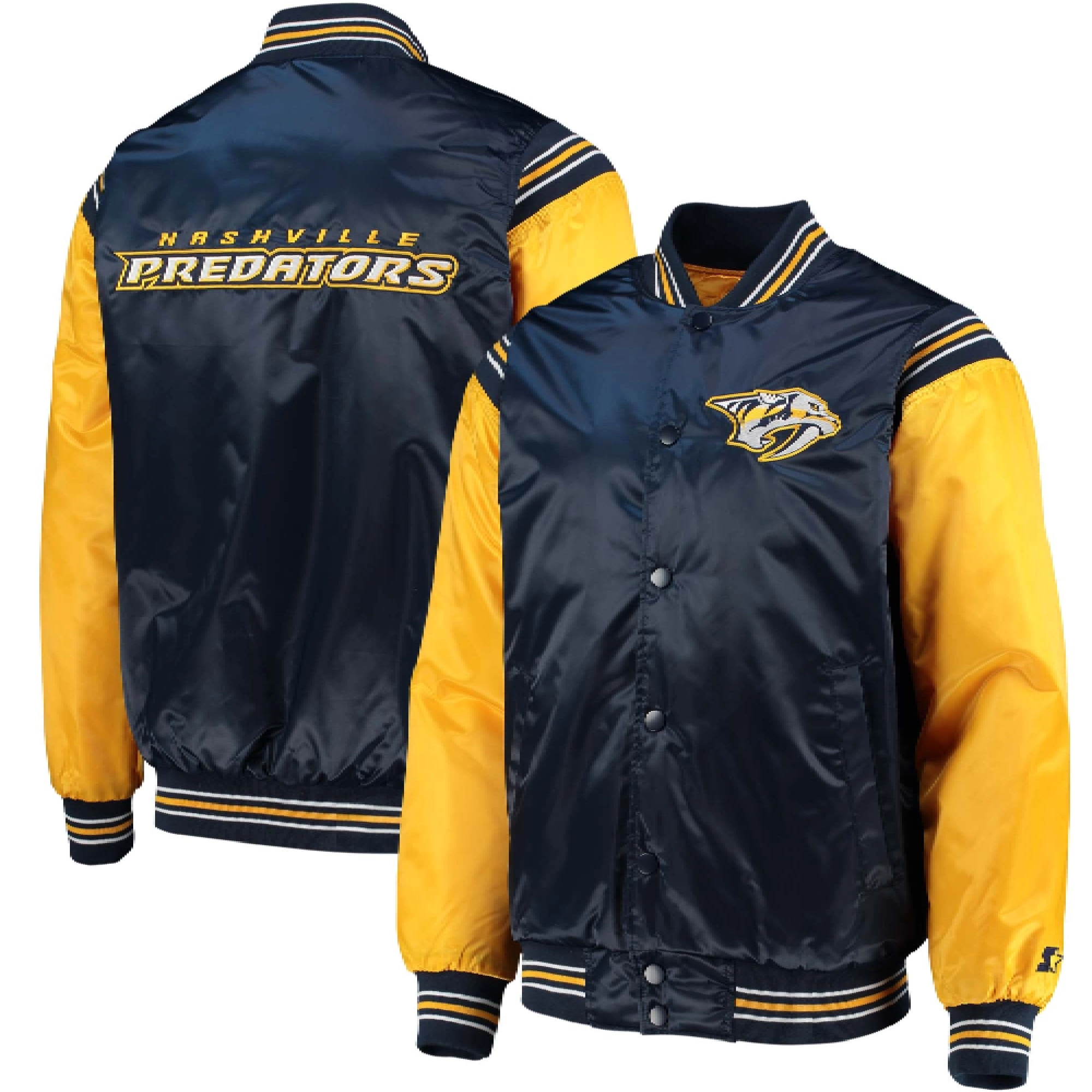 Nashville Predators Starter The Enforcer Full-Snap Satin Varsity Jacket - Image 3